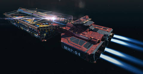 Spaceship - Futuristic heavy container ship