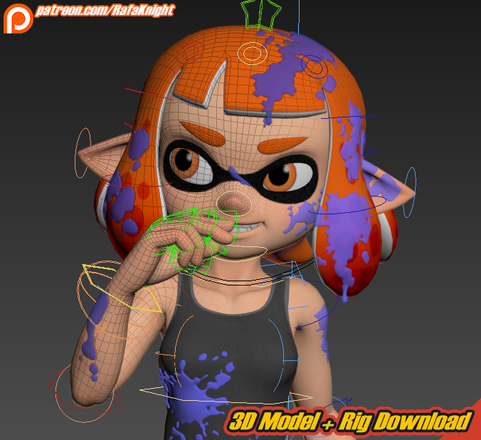 Inkling Girl - 3D Model + Rig Download