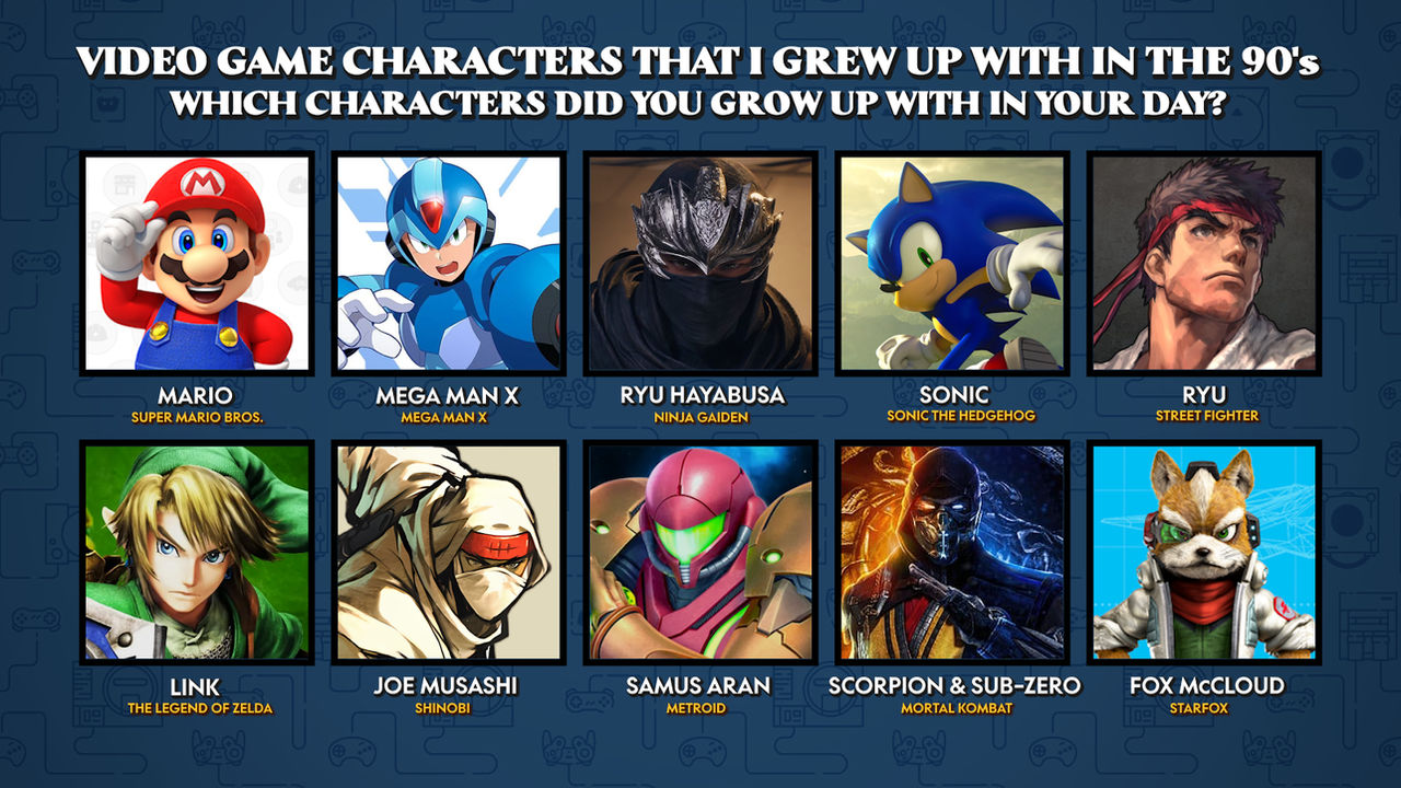 Games Characters. Deviantart Video Game Characters I Grew Up With in the 90's by ShadowNinjaMaster ...