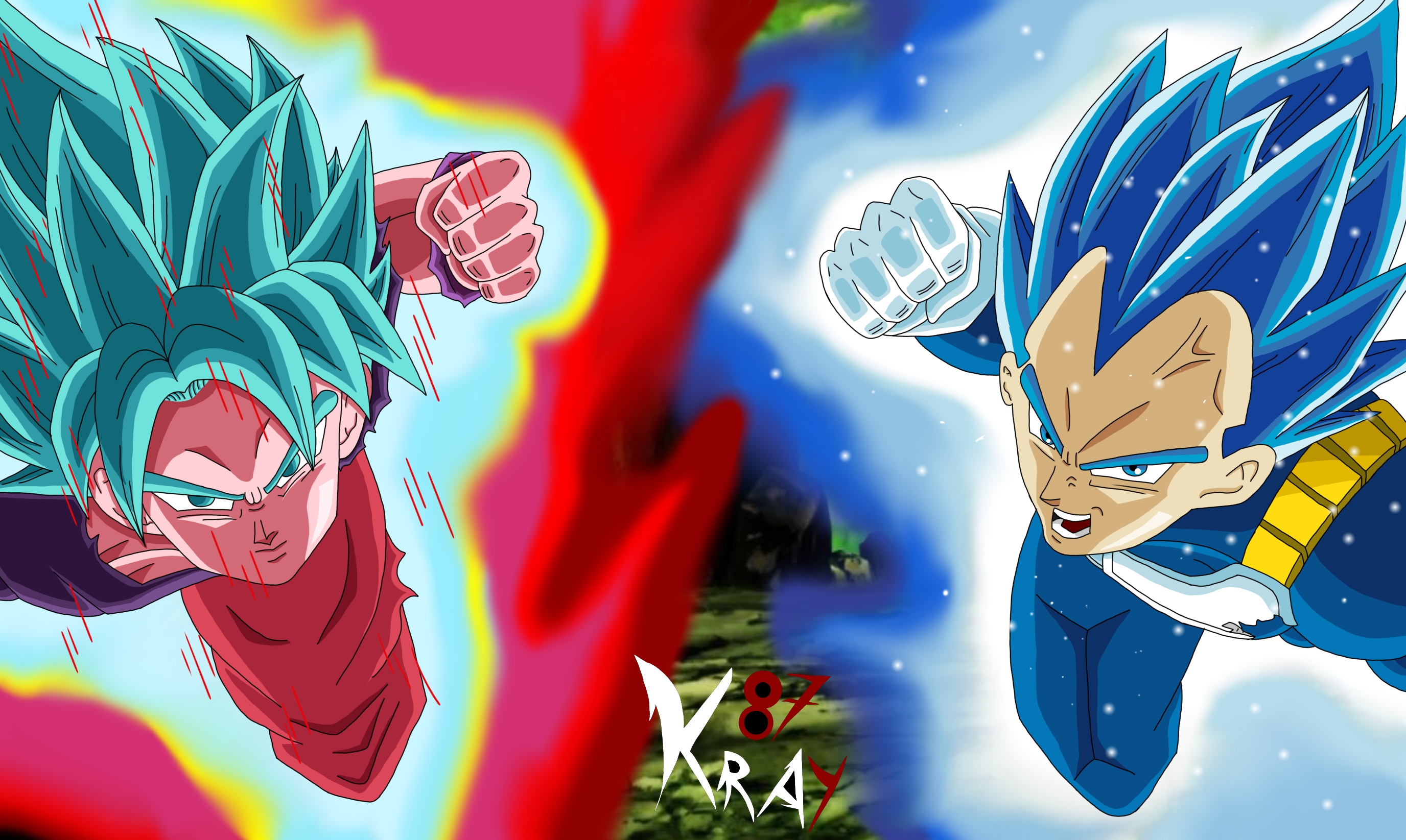 GOKU SUPER SAIYAJIN BLUE EVOLUTION VS VEGETA SUPER SAIYAJIN