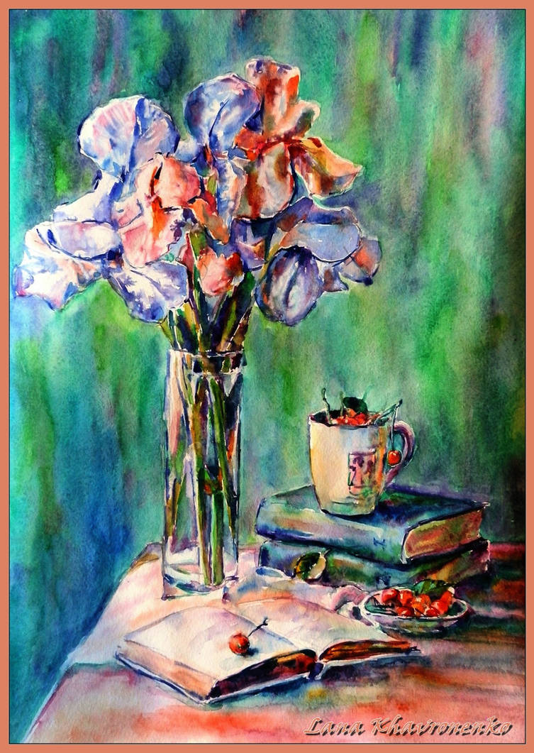 Still life with irises by LORETANA