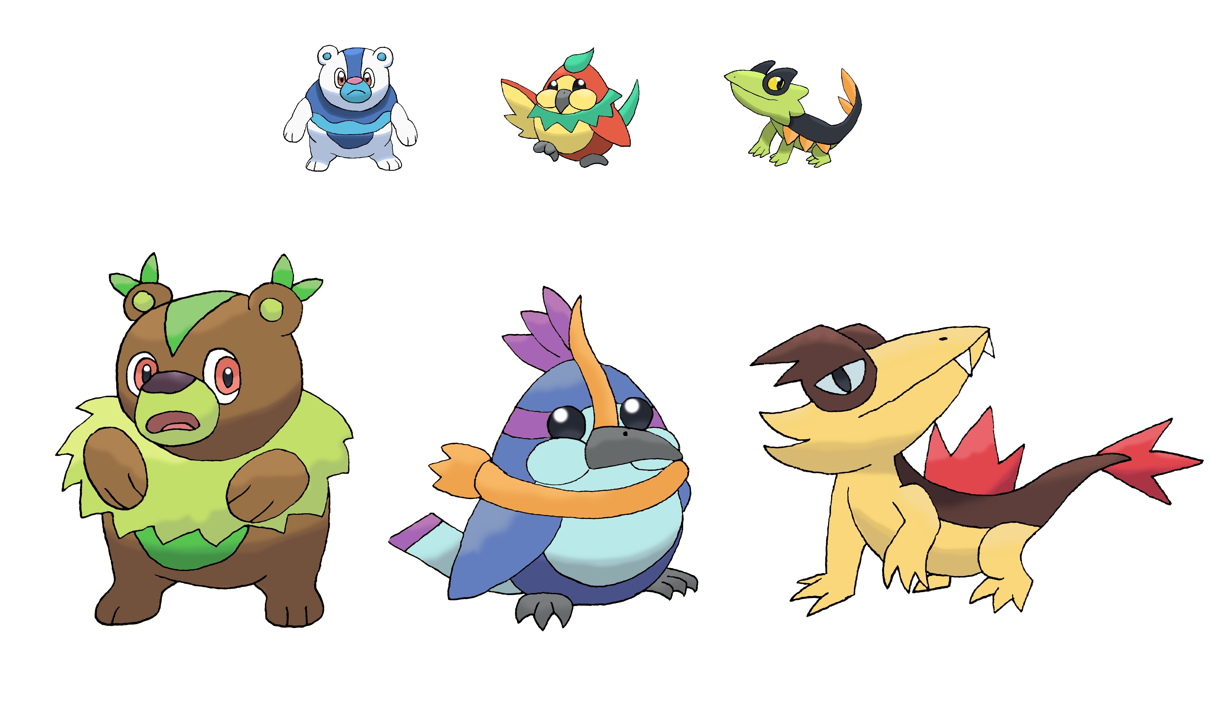 All Gen 5 Starter Evolutions Type Swap Fanart