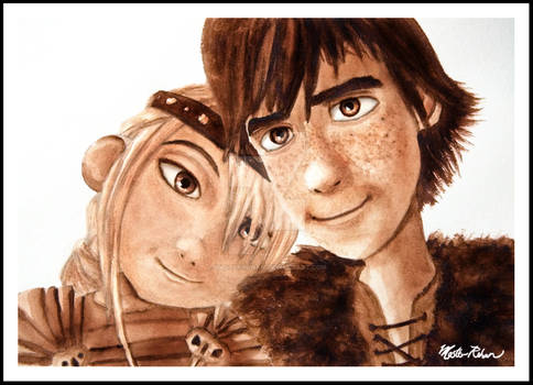 Hiccup and Astrid Watercolor
