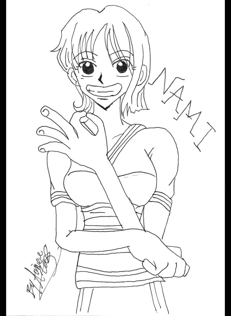 One Piece  Nami Line Art x1 by DarkAngel152010 on DeviantArt