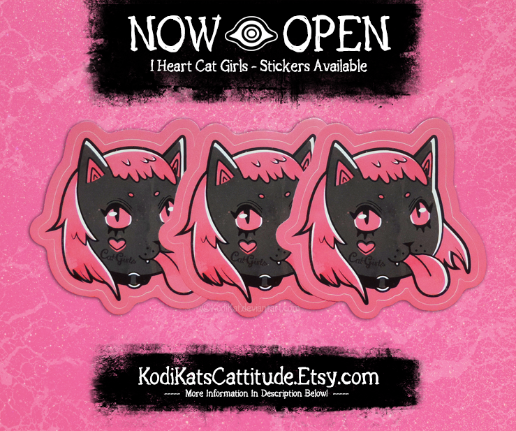 Etsy - I Heart Cat Girls Sticker by KodiKat