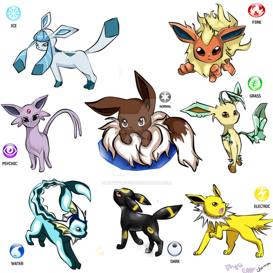 All Eevee Evolutions 3 by kittyface27 on DeviantArt