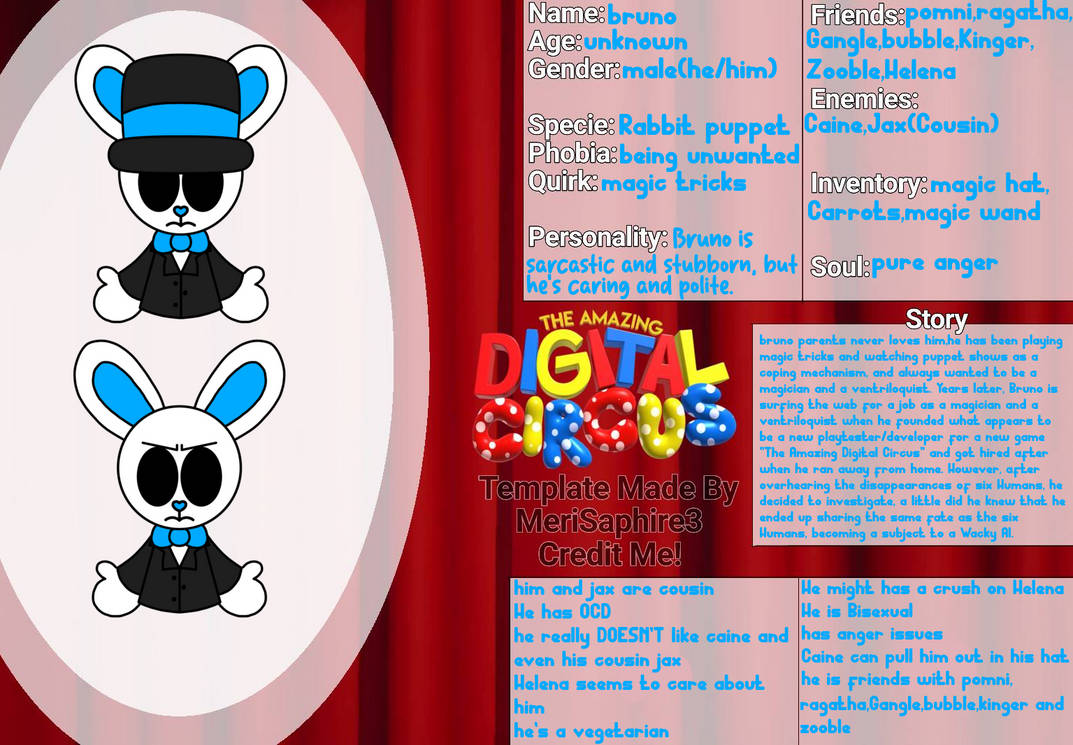 Bruno the rabbit puppet reference sheet by LilyPinkyBunnyUwU on DeviantArt
