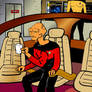 23tb224b Captain on the bridge drinking coffee