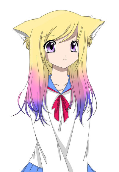 Anime neko girl coloring pages