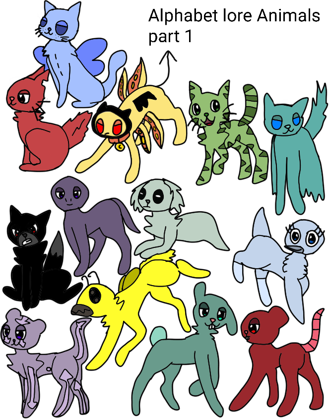 All of My Alphabet Lore Animals in One Pic by Alessiacafona on