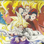 Goku and Gohan father and son super saiyans