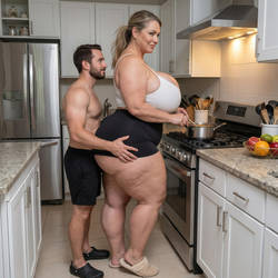 Husband Wants It While Giant Wife Makes Lunch