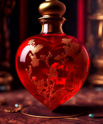 Glass heart bottle, with love potion or poison