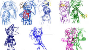 W.I.P. Sonic Character Sketches: Hedgehog Family