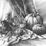 Still life with three pumpkins