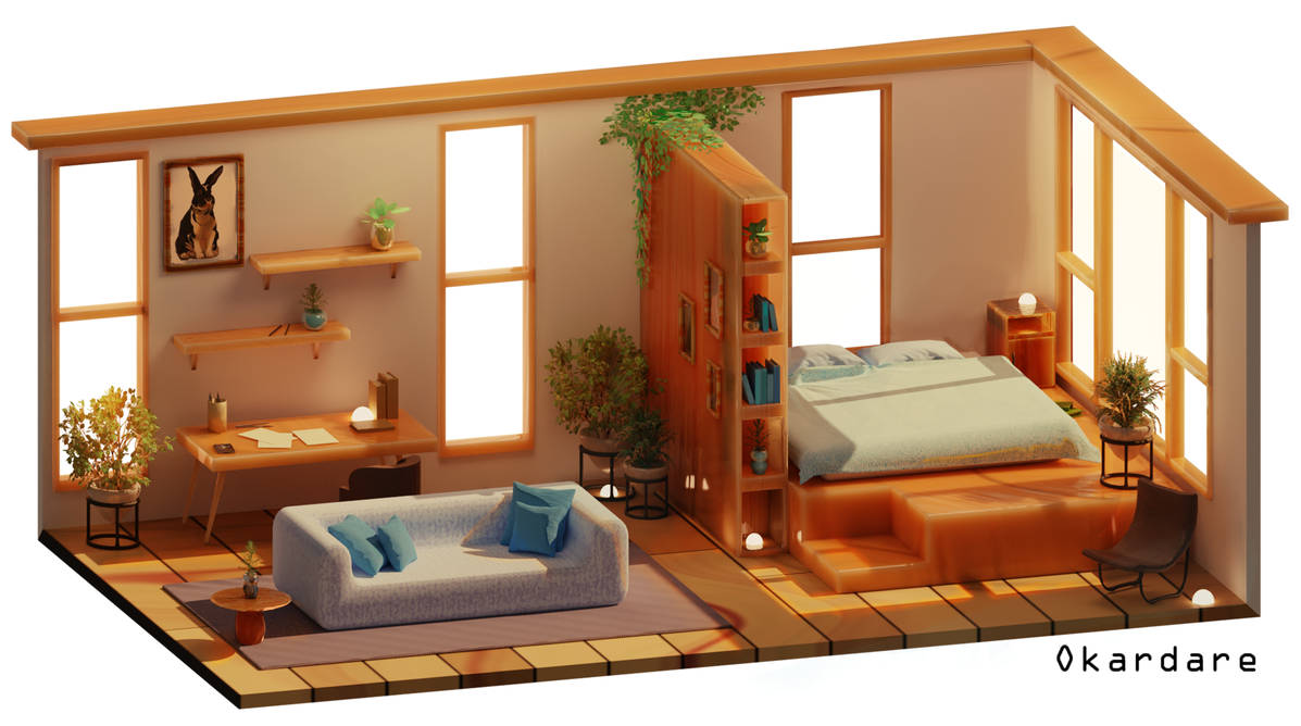 Low Poly Rom Isometric low poly room by Okardare on DeviantArt