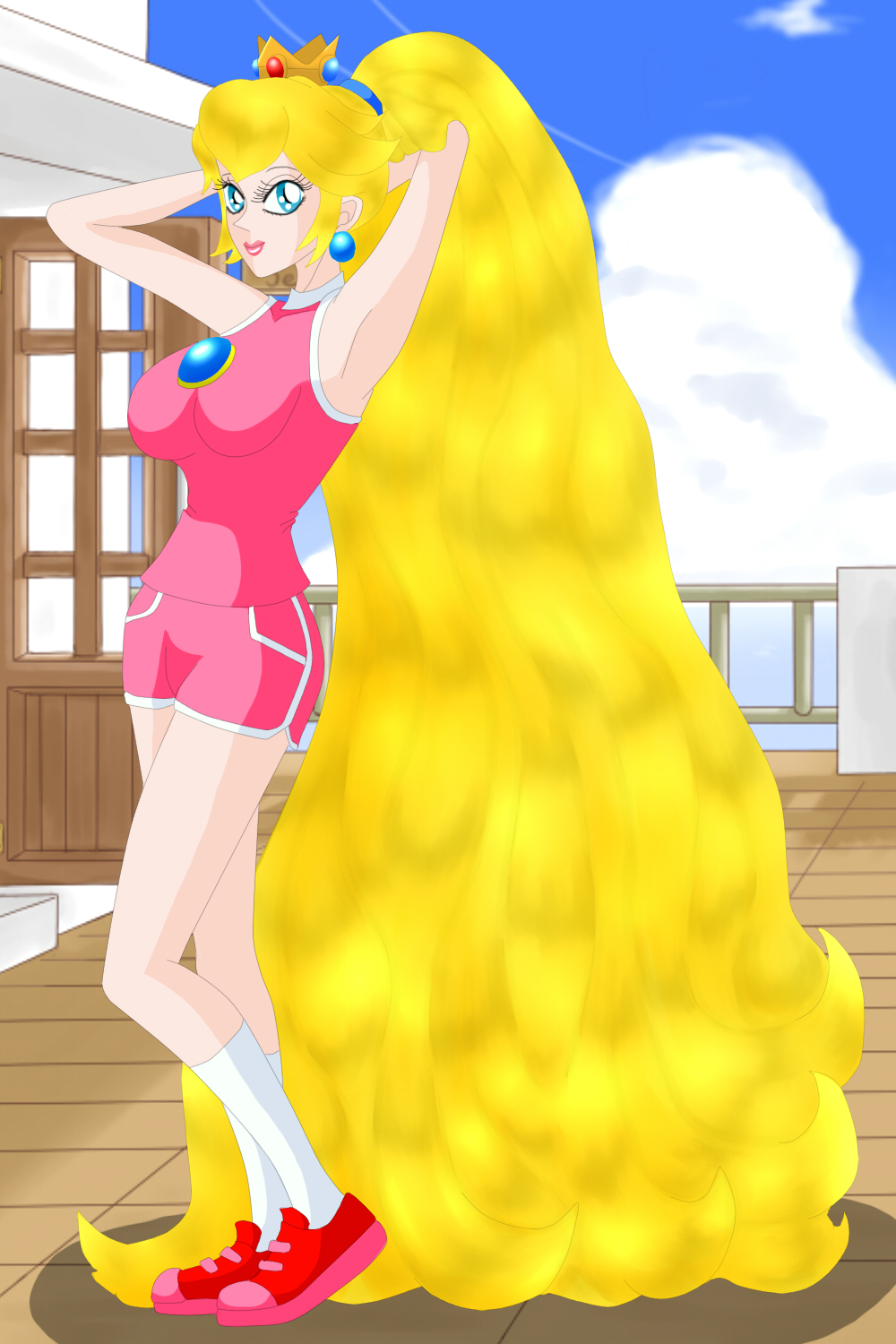 Peach with a Big Thick Ponytail