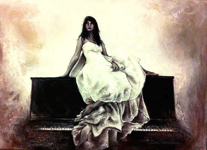 Girl on a piano, painting