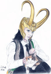 Loki with cat