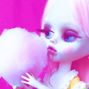 Doll eating cotton candy