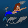 Mer-Saluki Rita Swimming with Dolphins