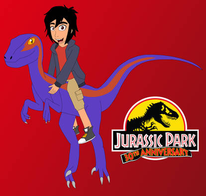 Hiro riding a raptor