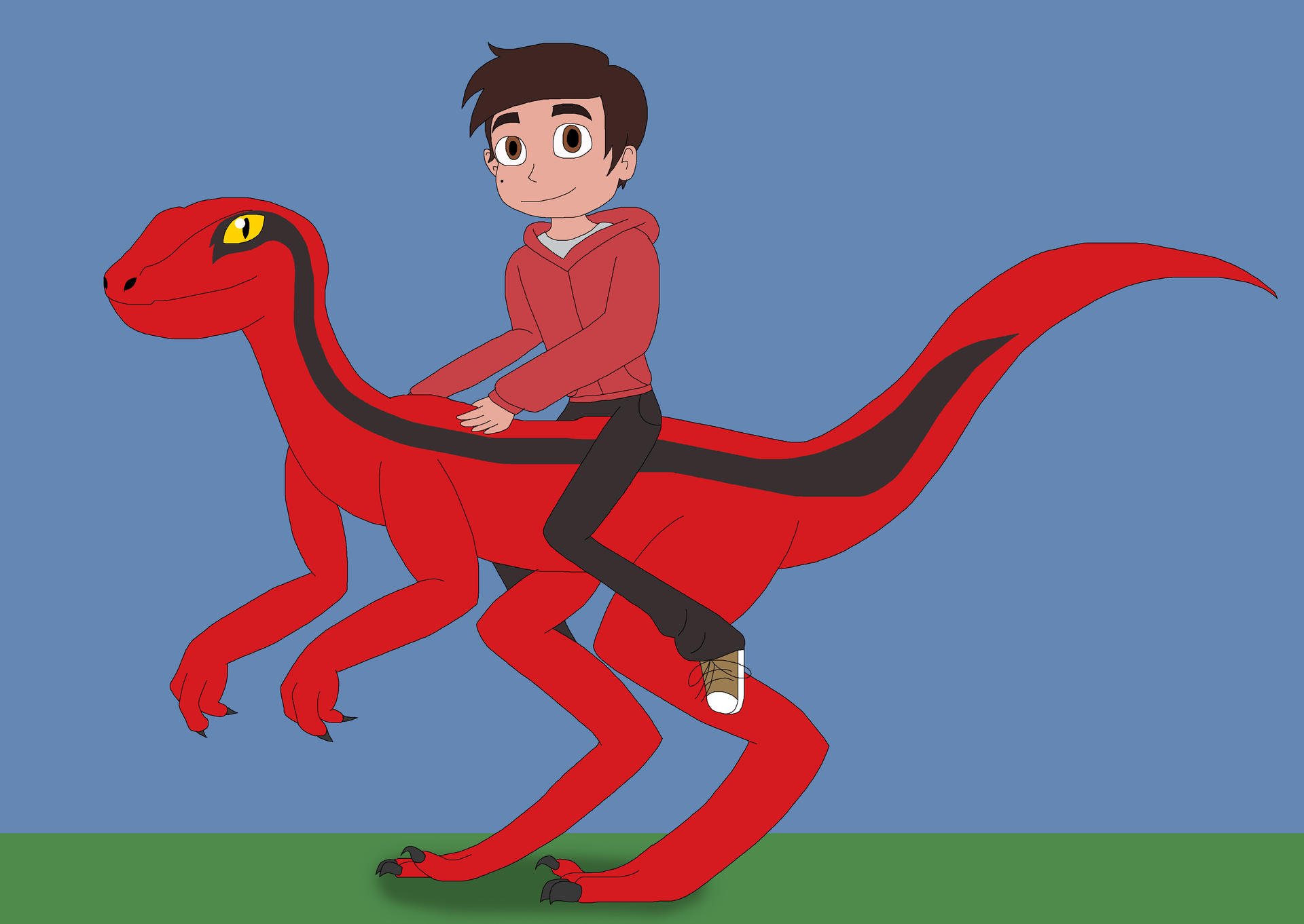 Riding Raptor Marco Diaz is riding a raptor by HiroHamadaRockz on DeviantArt