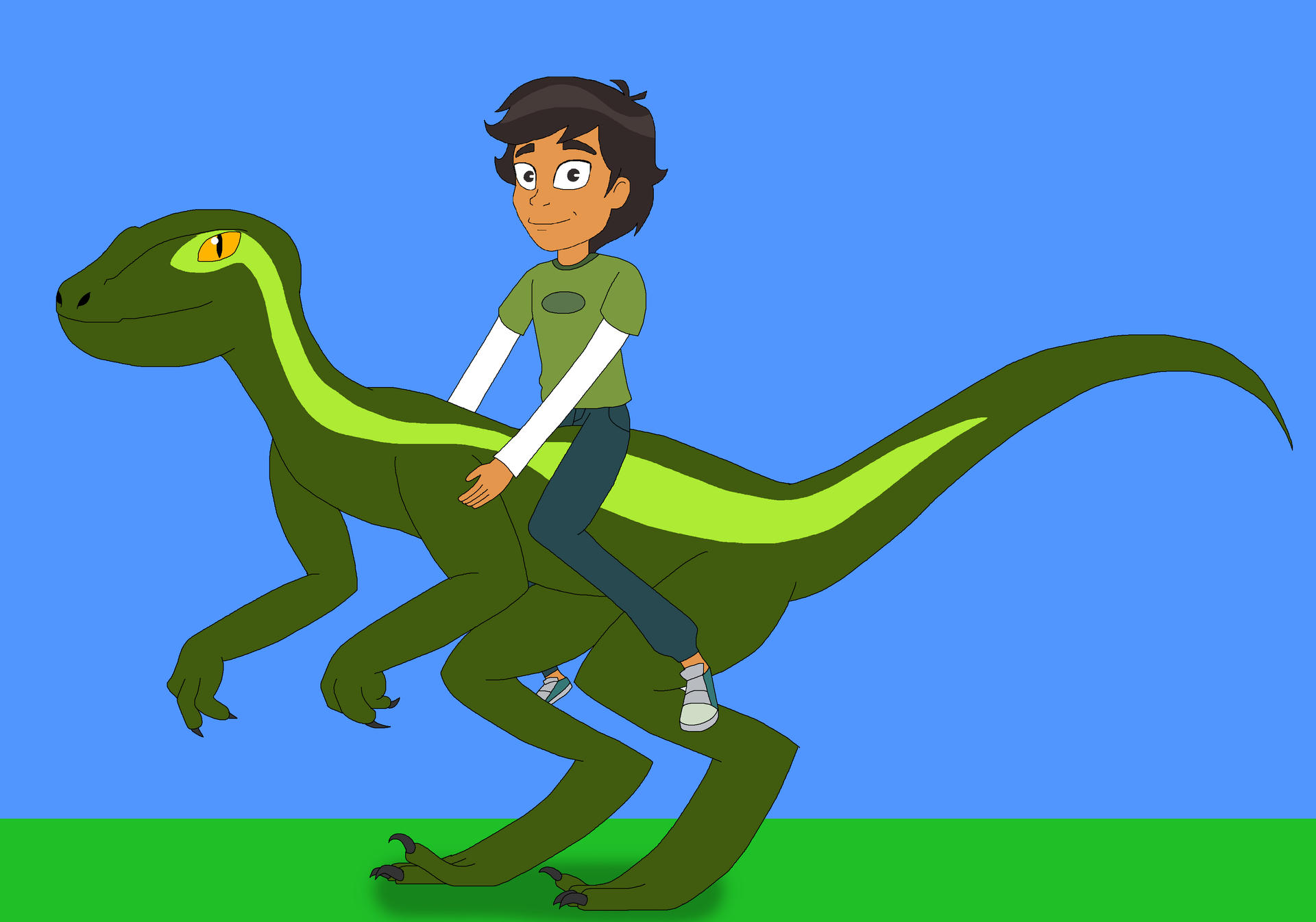 Deviantart Raptor Riding Scott Denoga is riding a raptor by HiroHamadaRockz on DeviantArt