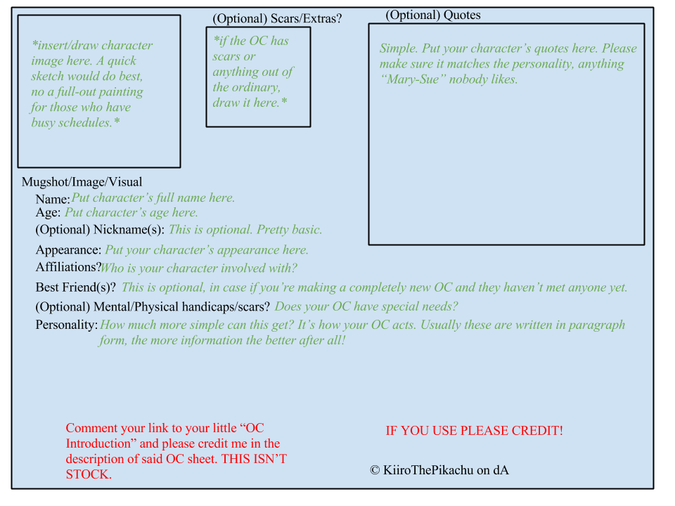Character Introduction Form (BLANK) by KiiroThePikachu on DeviantArt