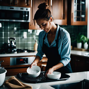 Woman Washing Dishes