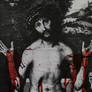 Jesus Christ - Human Blood and Paper on Canvas