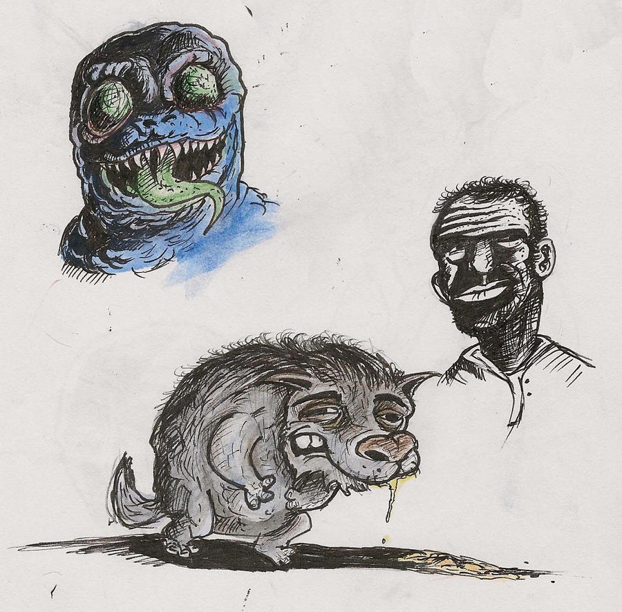 monstro, sr man e cao gregorio