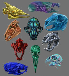 assorted gem skulls