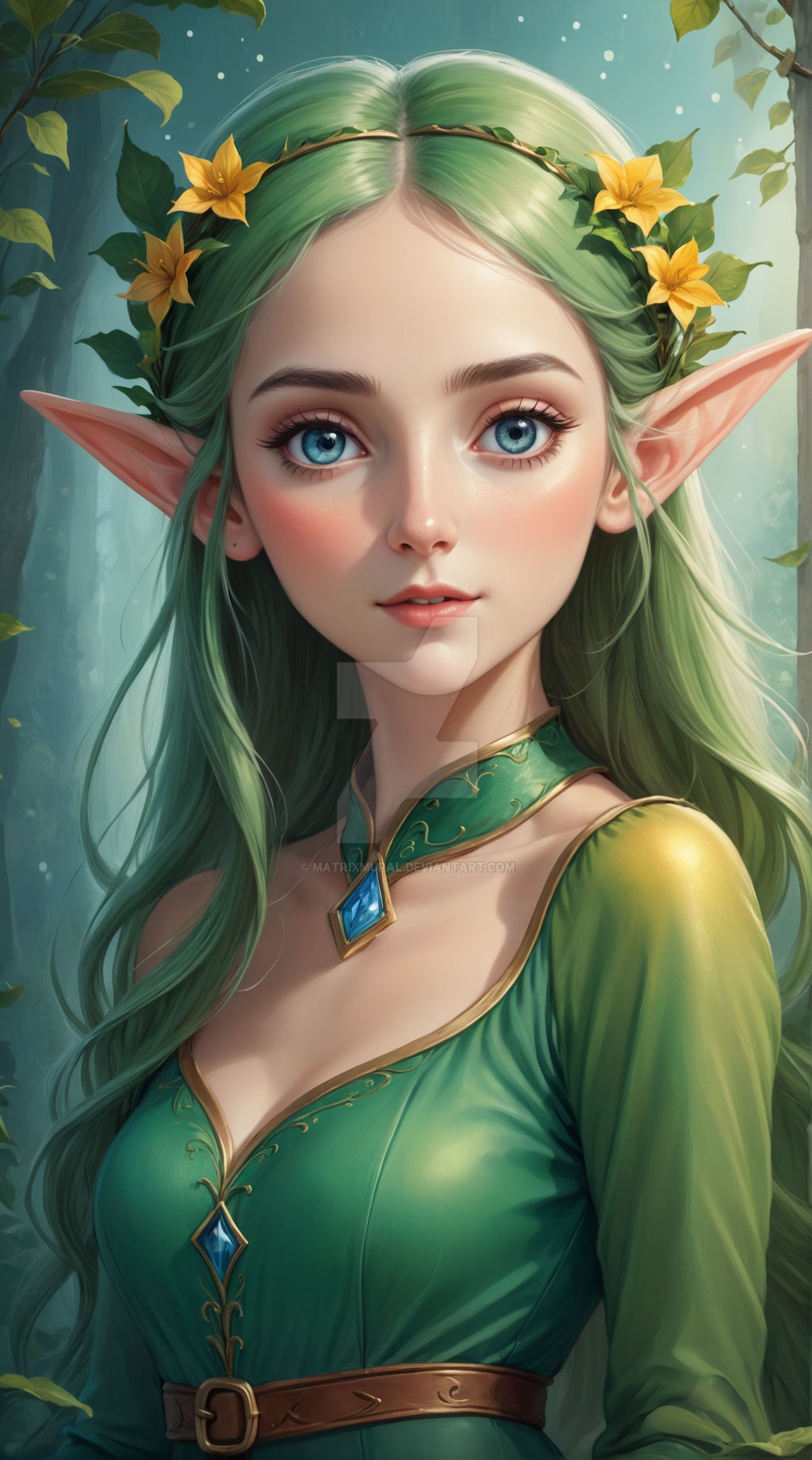 Rare Elf A Whimsical Elf's Portrait in Emerald Dreams by MatrixMural on DeviantArt