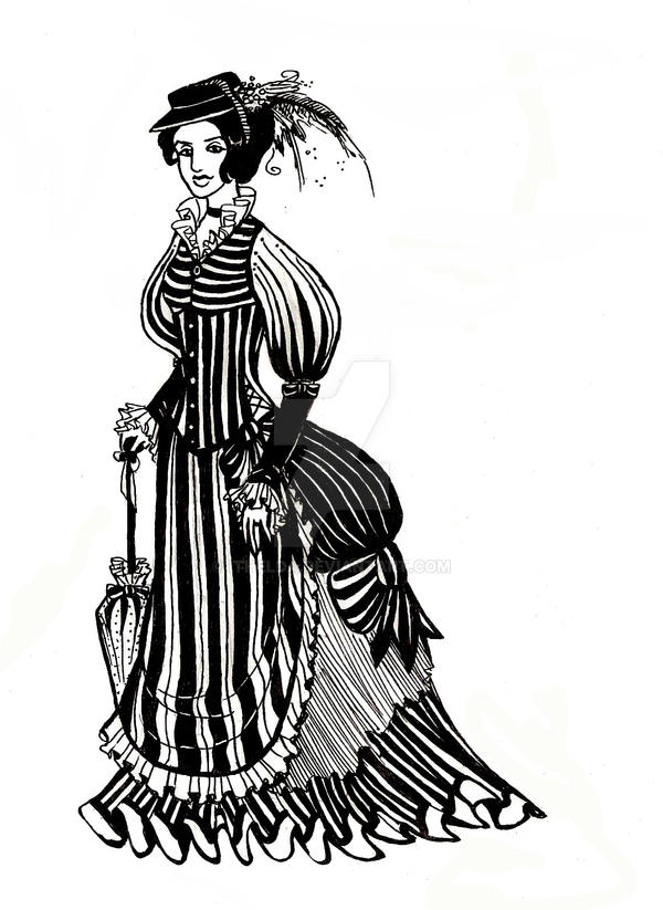 black and white striped victorian dress Black and White Striped Gothic Rococo Gown