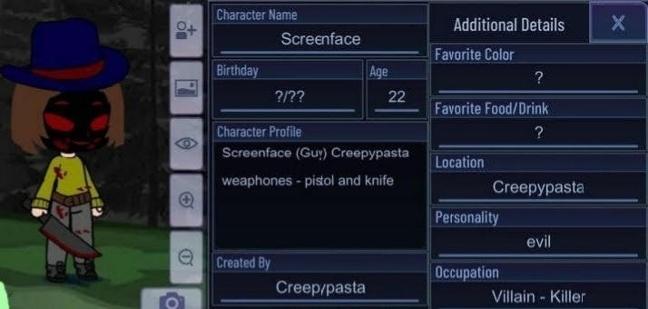 Secret Character Screen Screenface (character description) by thehorrorCreepypasta on DeviantArt