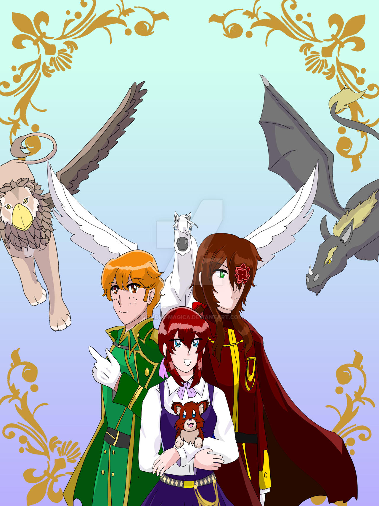 the trio and their steeds