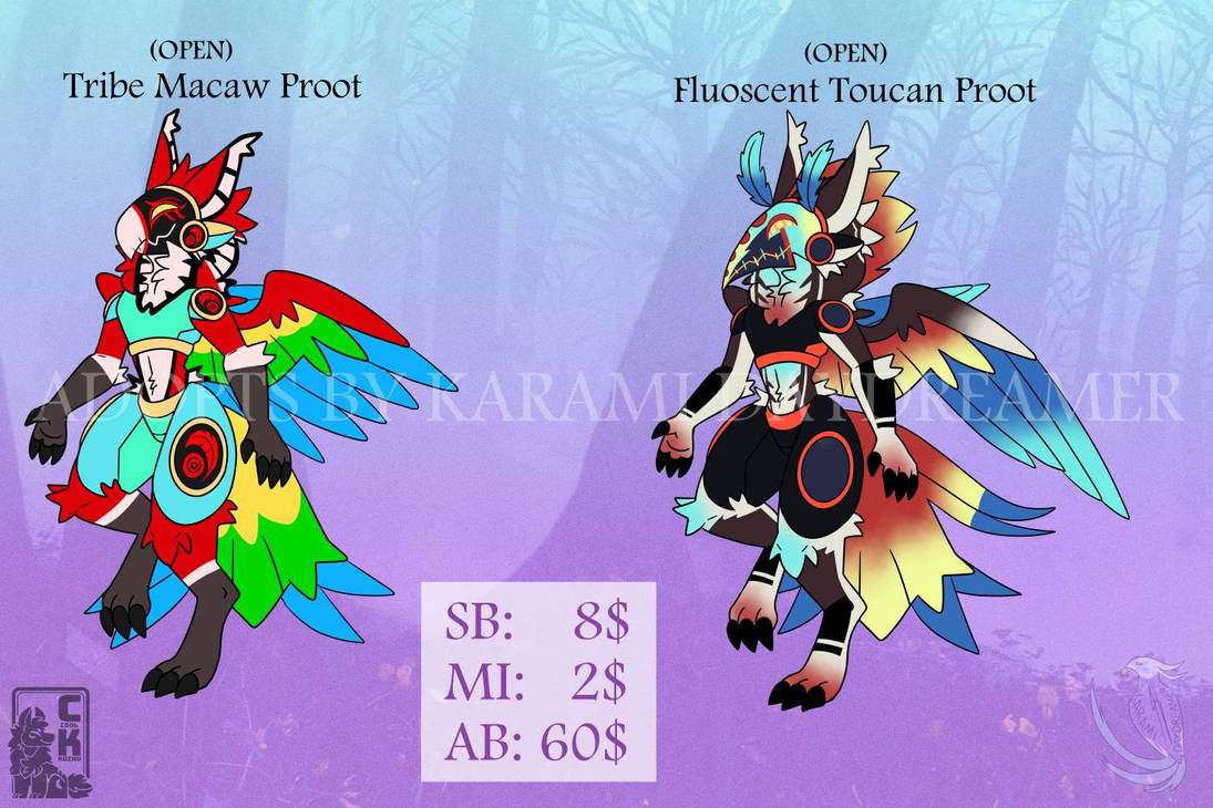 (OPEN 1/2) Tropical Birds Protogen Adopts by Bloodrainnightmare on ...