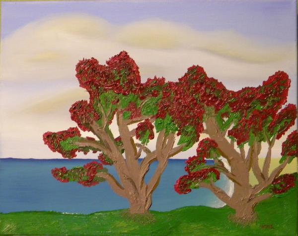 Seascape II: Pohutukawa Trees
