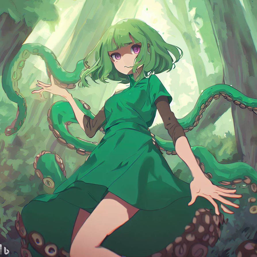 A Girl With Green Tentacle Hair By Holdmmycow On DeviantArt a-girl-with-green-tentacle-hair-by-holdmmycow-on-deviantart