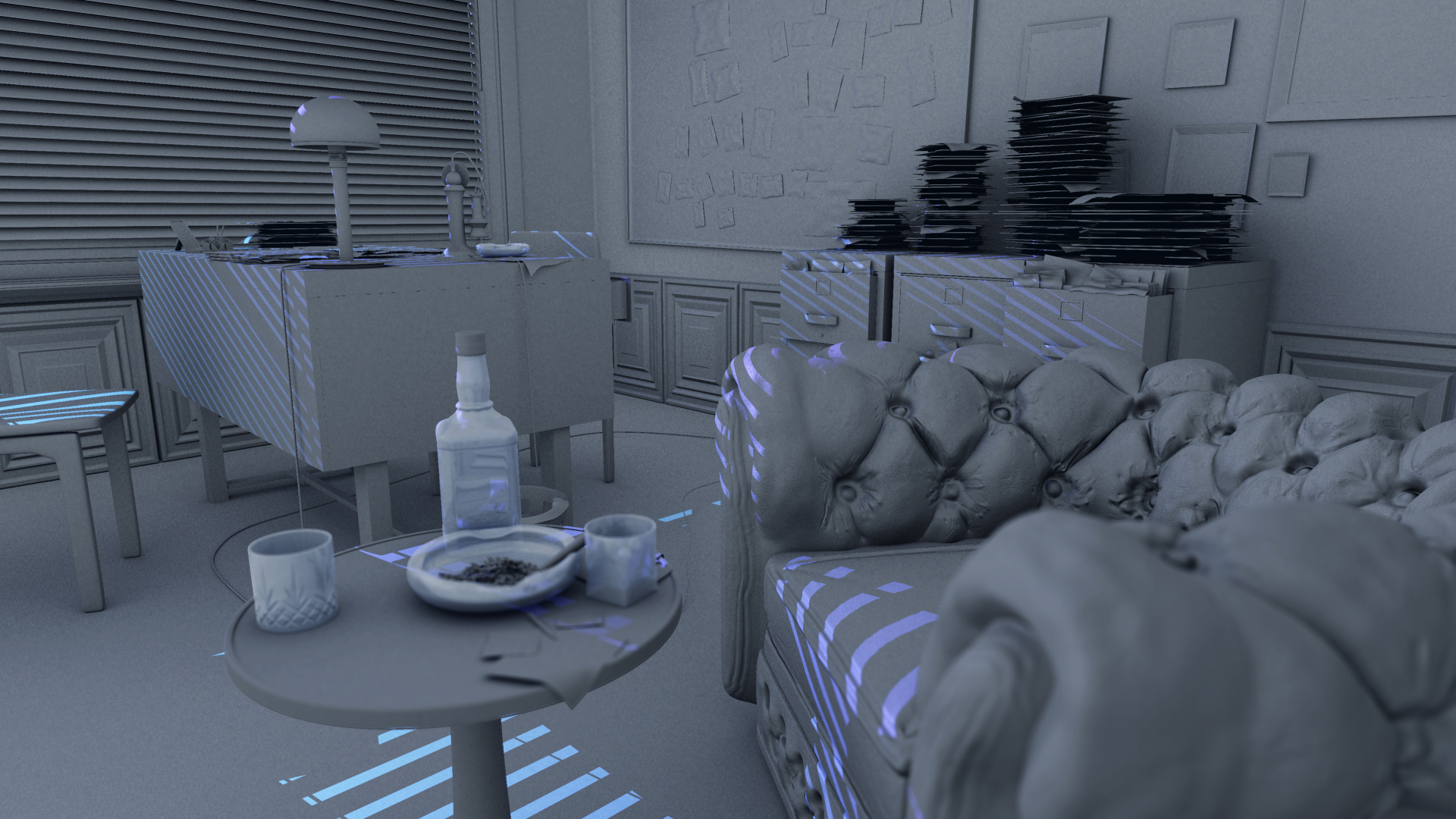 40s private detective room test render