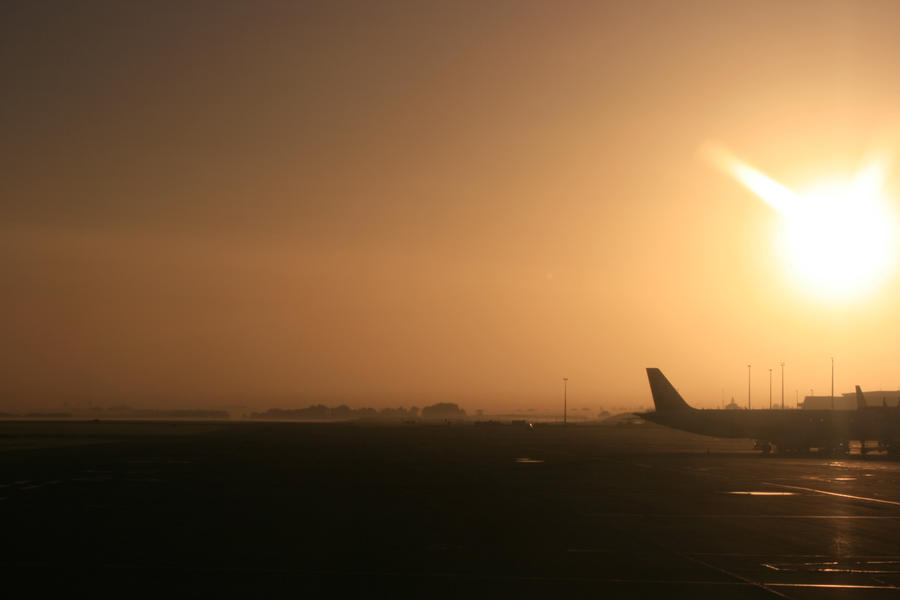 Sunrise over airstrip