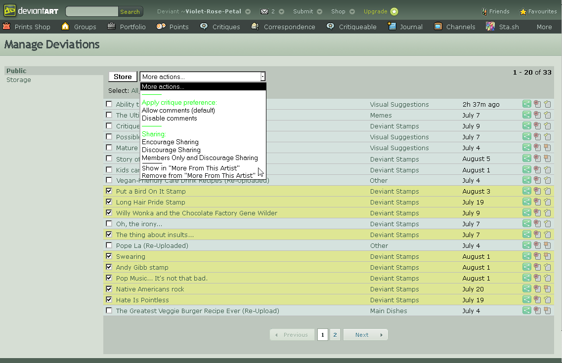 Ability to select works that appear in MFTA