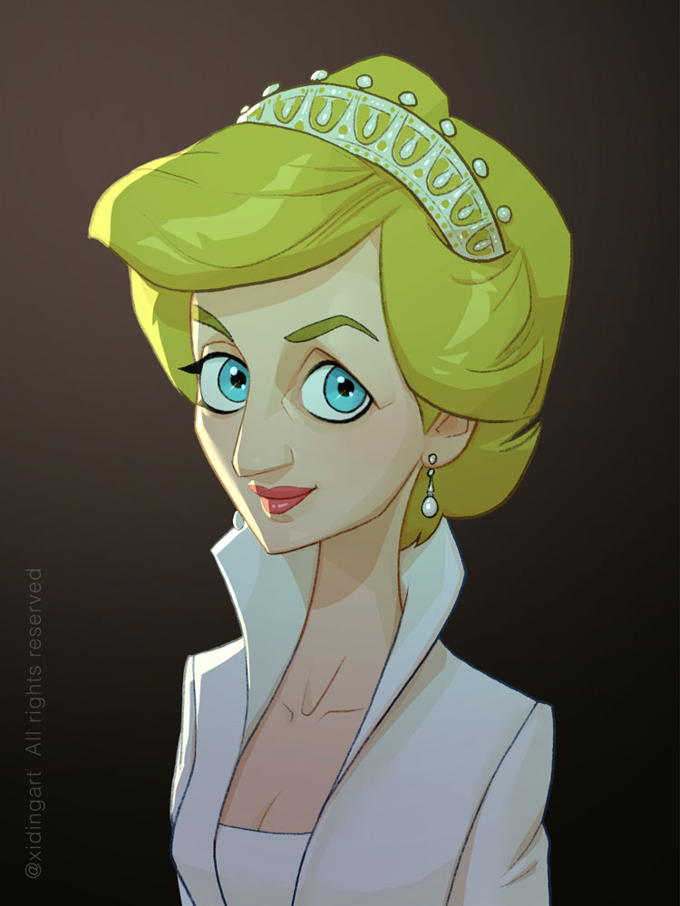 Cartoon Caricature of Princess Diana by xidingart on DeviantArt