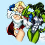 Powergirl and She-Hulk