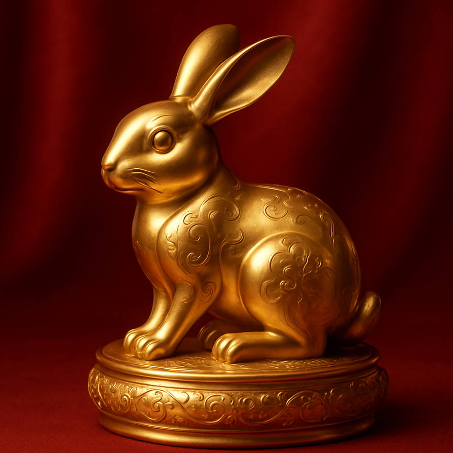 Golden Chinese Rabbit Figurine by CedieGalleriaMNL on DeviantArt