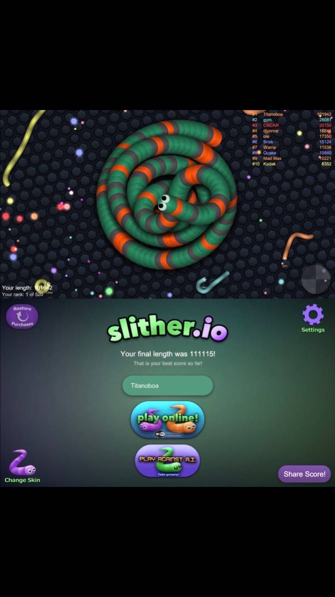 My Personal Record on Slither.io by Bvega41 on DeviantArt