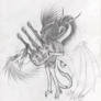 3 Headed Guitar Playing Dragon