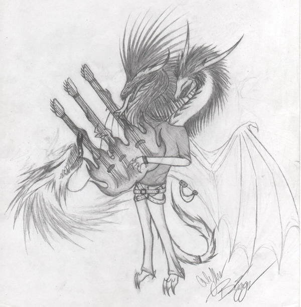 3 Headed Guitar Playing Dragon