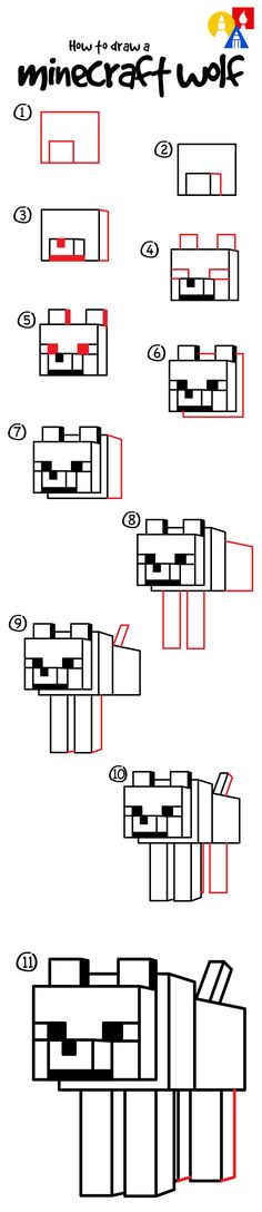 How to draw a Minecraft wolf